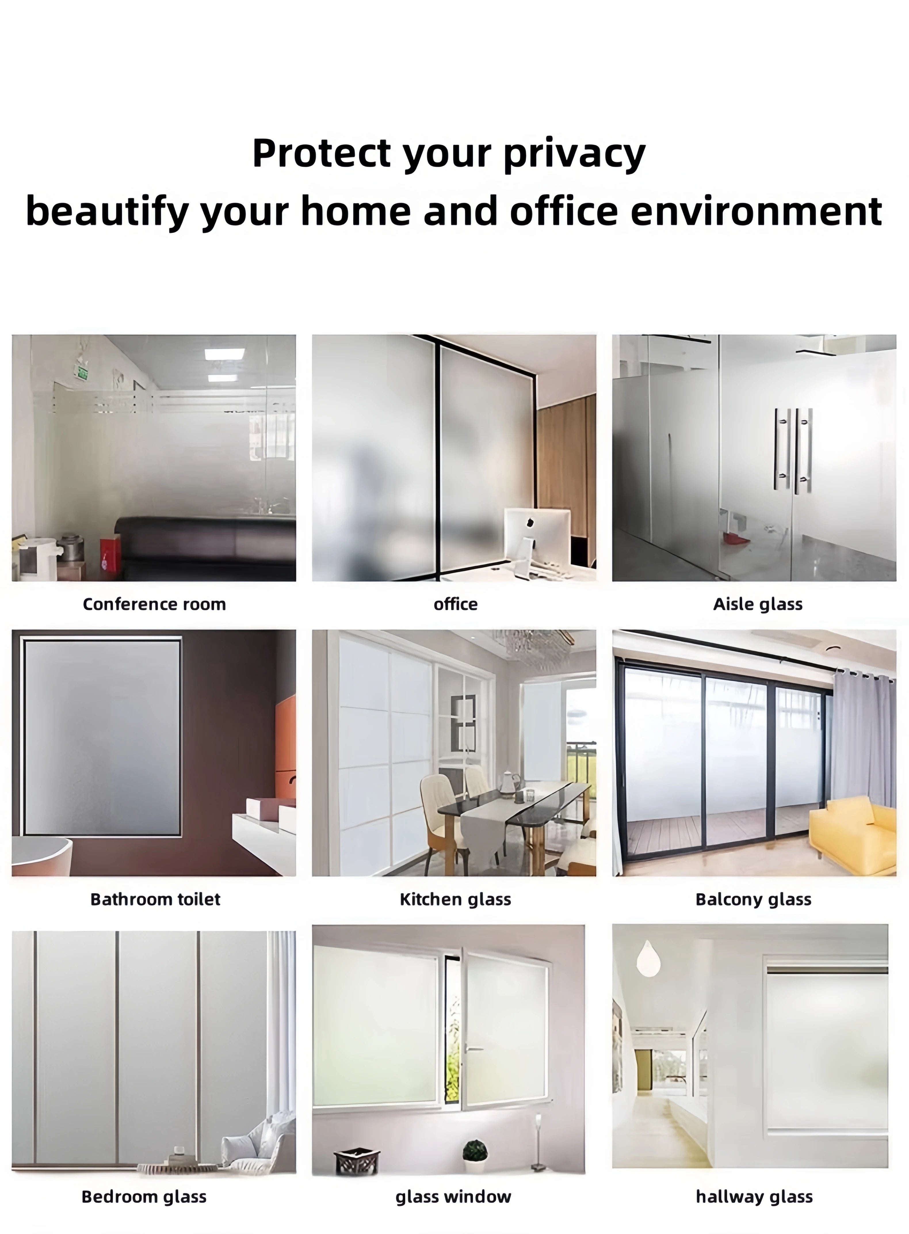 Privacy Frosted Glass Window Film with Electrostatic Adhesion