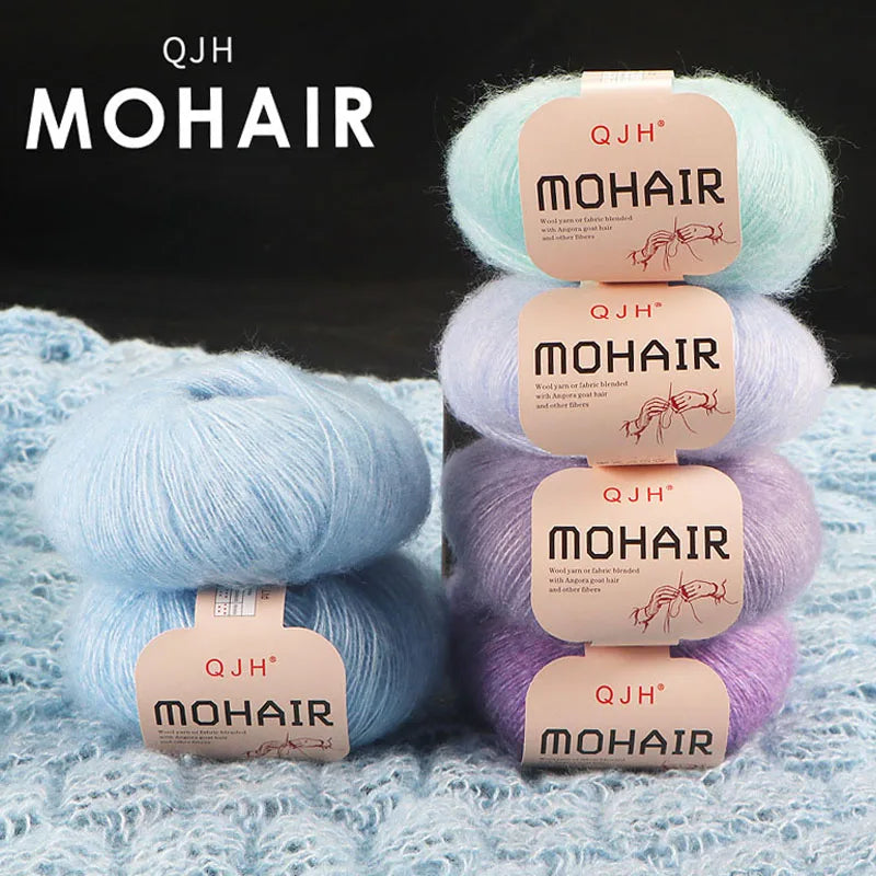 6pcs Soft Mohair Angora Yarn – Fluffy Lace Yarn for Knitting & Crochet (25g/pc)