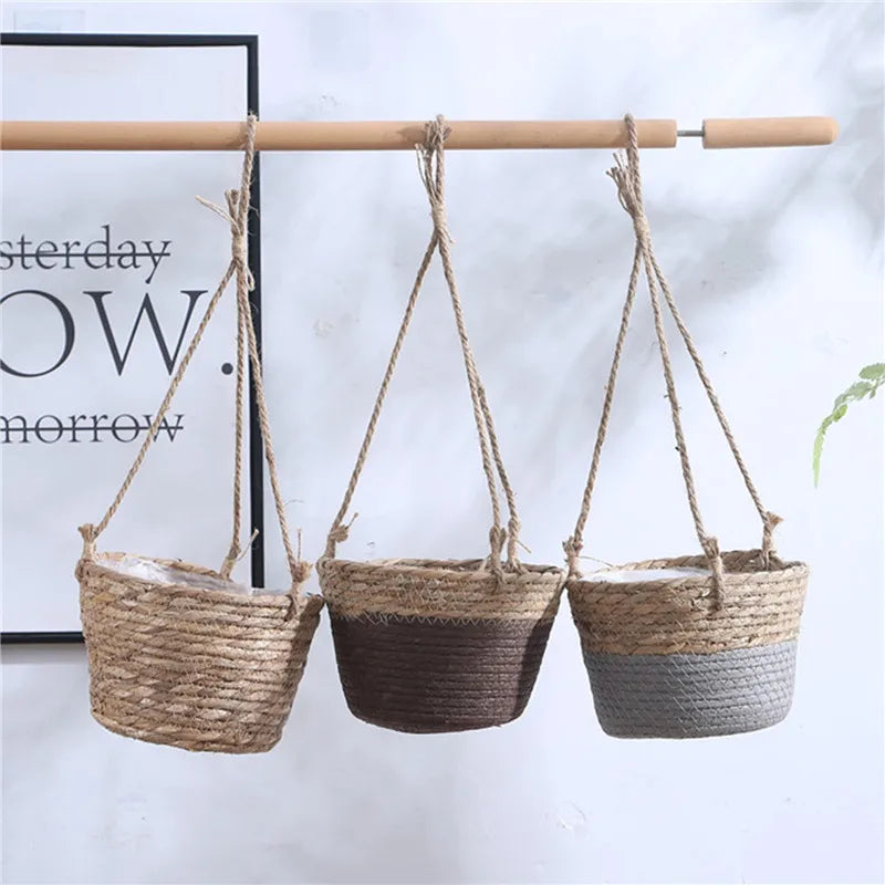 Jute Rope Macrame Hanging Planter Basket