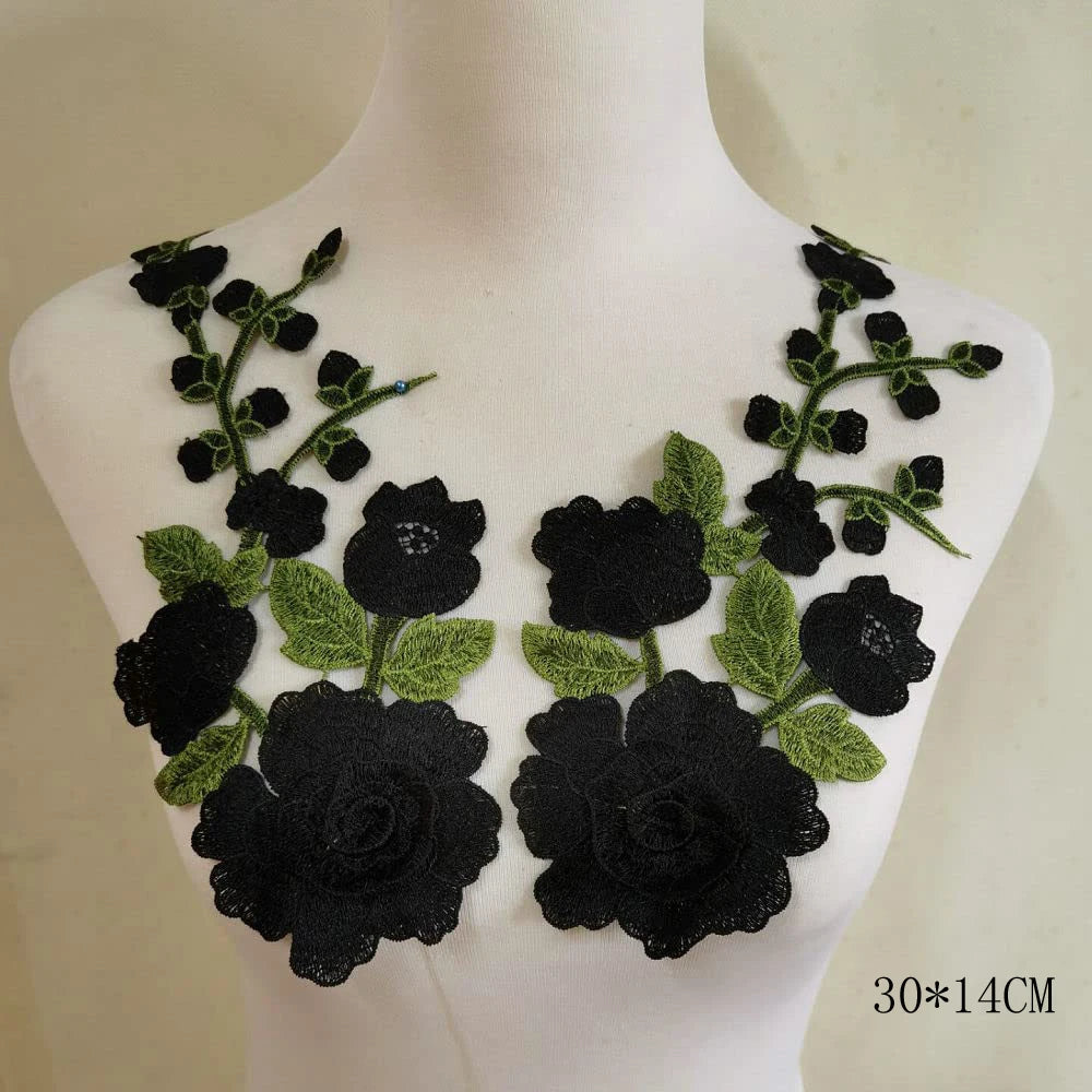 3D Flower Embroidery Applique Patch – 2Pcs Set