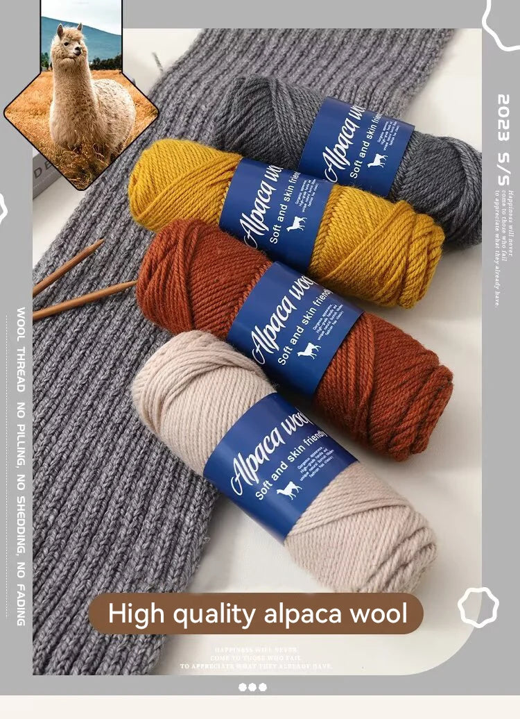 500g Coarse Alpaca Wool Yarn – Warm Handwoven Knitting Yarn