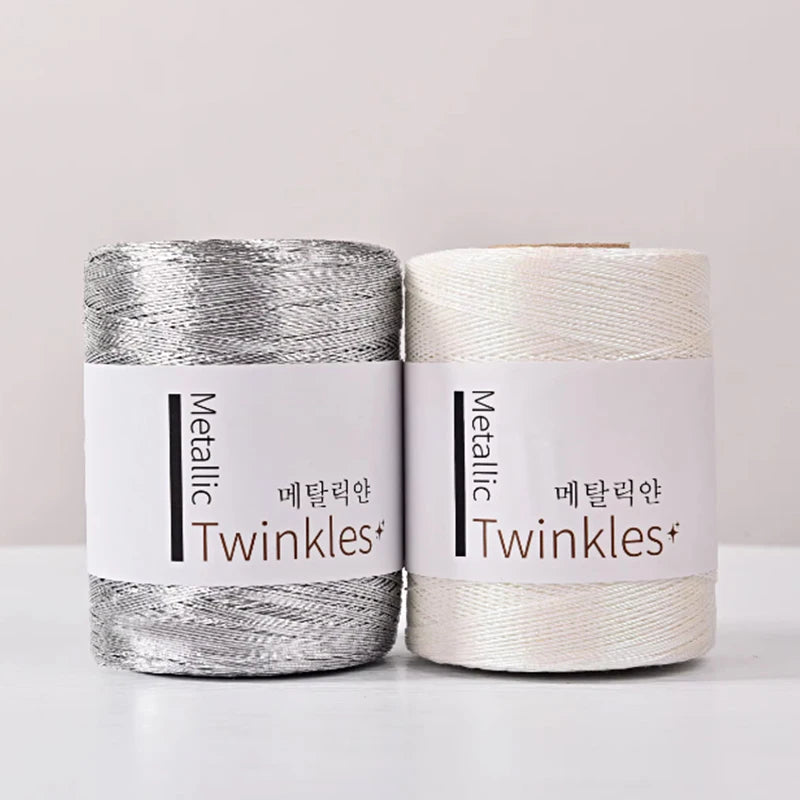200g Metallic Glitter Yarn – Gold & Silver Thread for DIY Crochet & Knitting