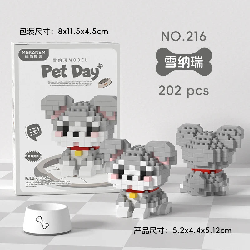 HUIQIBAO Mini Pet Micro Building Blocks – Dog & Cat Models