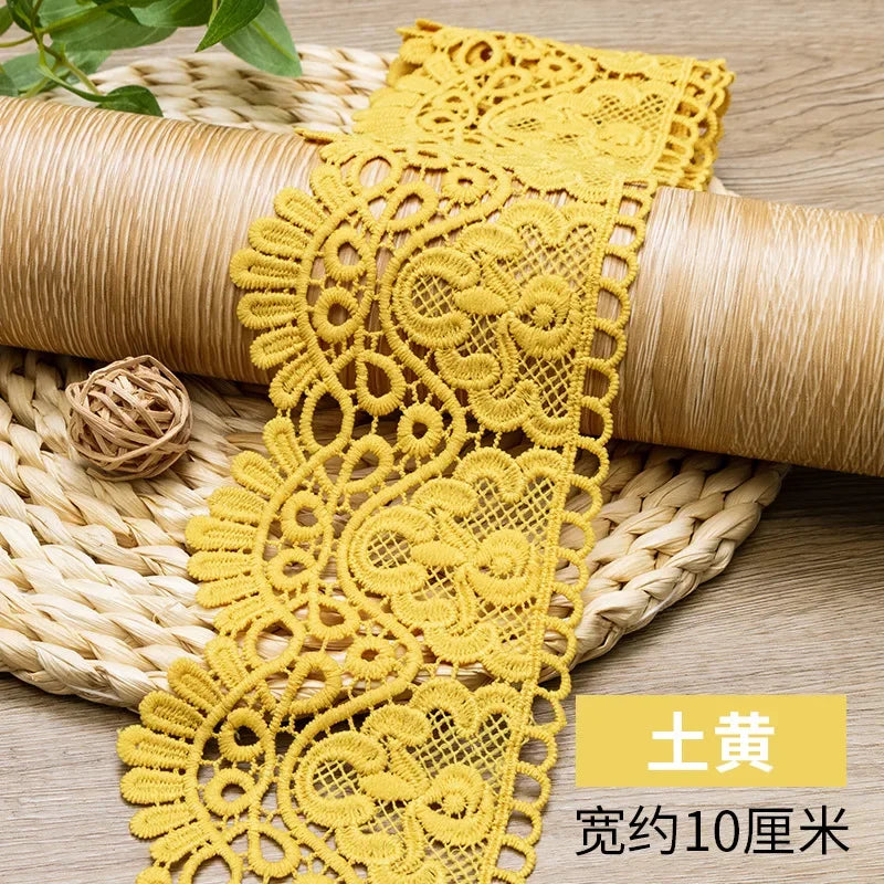 10cm Hollow Floral Embroidered Elastic Lace Trim
