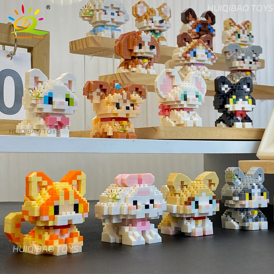 HUIQIBAO Mini Pet Micro Building Blocks – Dog & Cat Models