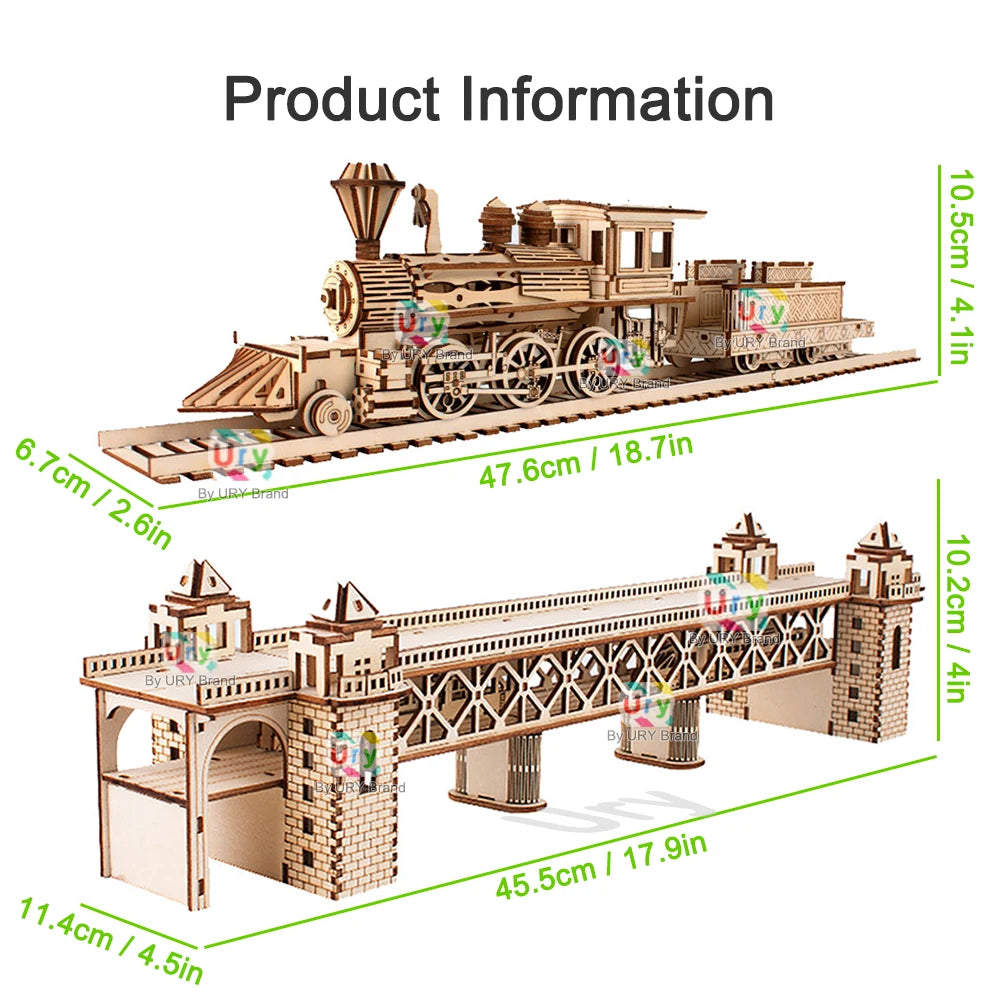 Ury 3D Wooden Retro Steam Train Puzzle