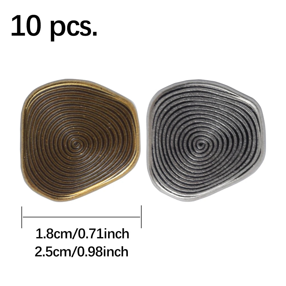 10pcs Spiral Metal Buttons Gold Silver for Jackets & Coats