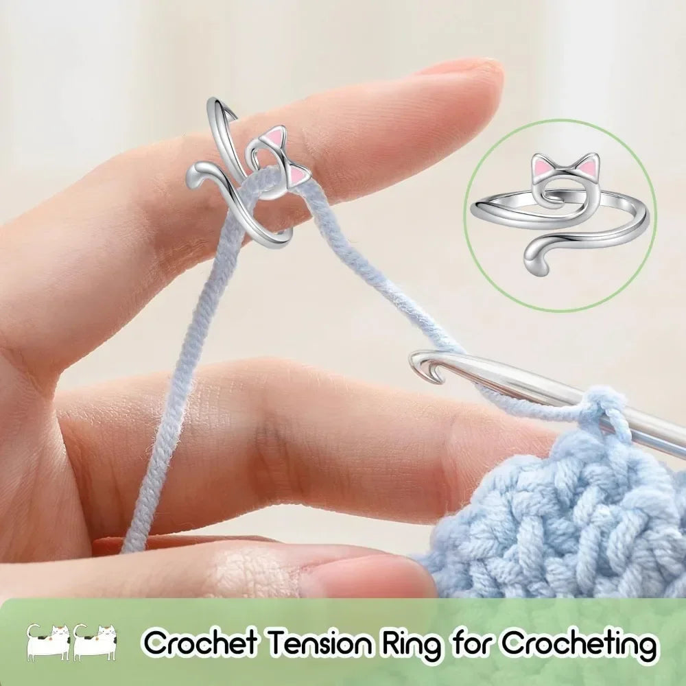 Adjustable Cat Crochet Tension Ring – Yarn Guide Tool
