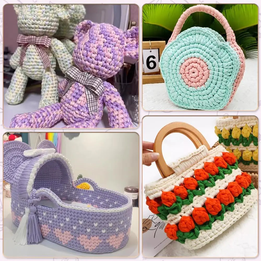 400g Thick T-Shirt Yarn – Elastic Fabric for DIY Crochet & Knitting