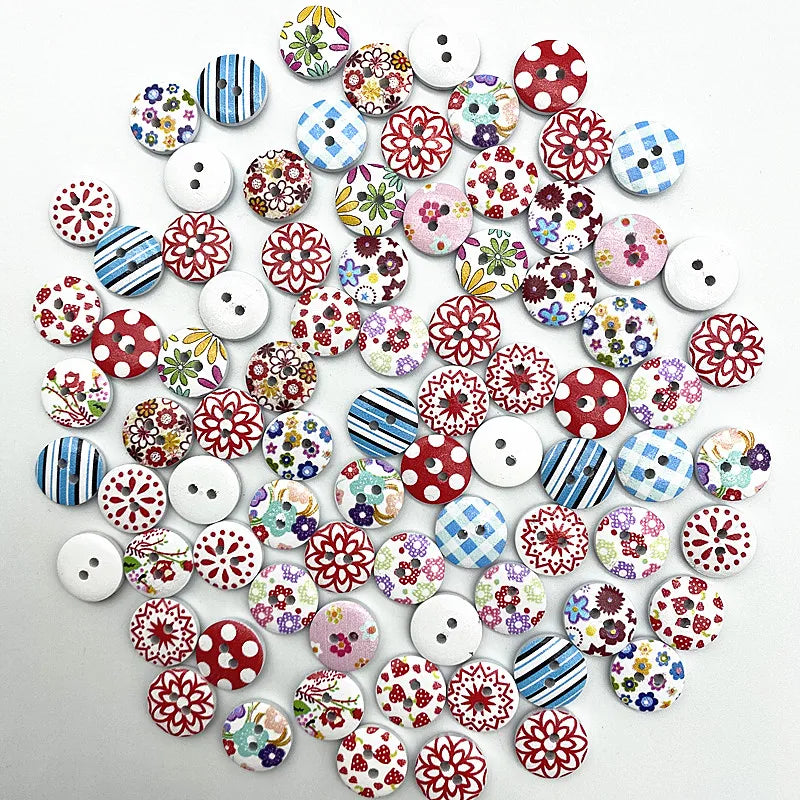 30pcs 15mm Christmas Plaid Round Buttons