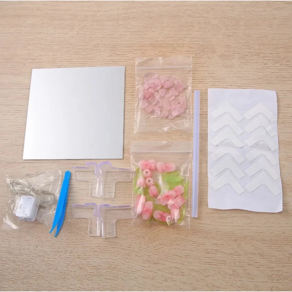 DIY Tulip Mirror Cube Lamp – Handmade Flower Night Light for Bedroom