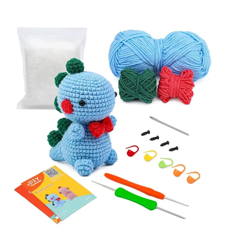 Fenrry DIY Crochet Kit – Dinosaur-Shaped Doll with Yarn & Tools