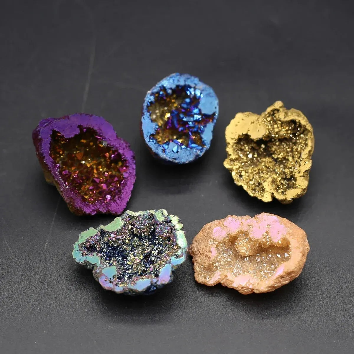 2pcs Natural Agate Crystal Treasure Bowls – Gemstone Display Set