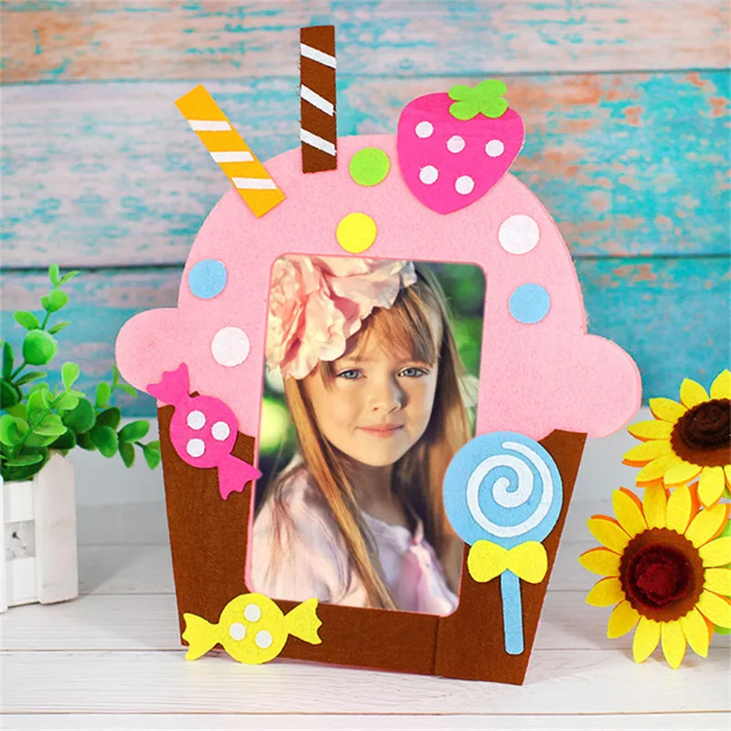 3Pcs DIY Cartoon Animal 6-Inch Photo Frame Craft Set for Kids