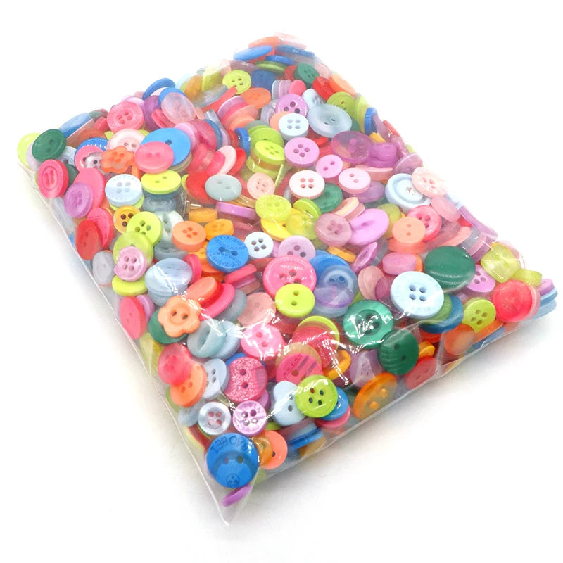 100pcs Mixed Color Round Resin Buttons – DIY Sewing Accessories