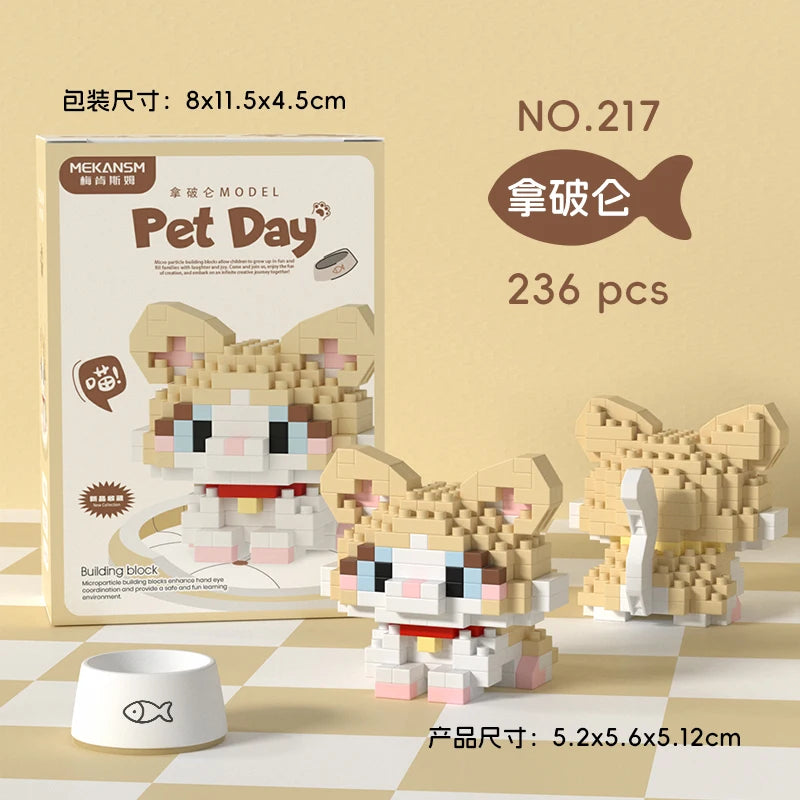 HUIQIBAO Mini Pet Micro Building Blocks – Dog & Cat Models