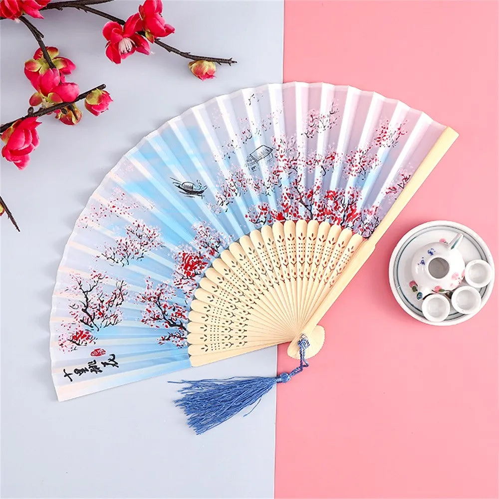 Vintage Silk Folding Bamboo Hand Fan