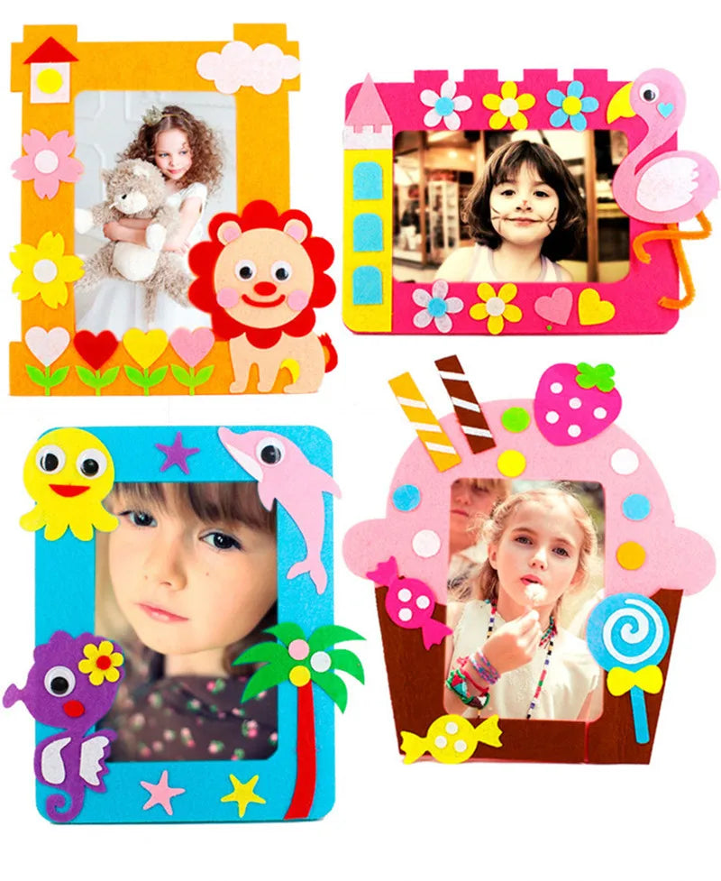 3Pcs DIY Cartoon Animal 6-Inch Photo Frame Craft Set for Kids