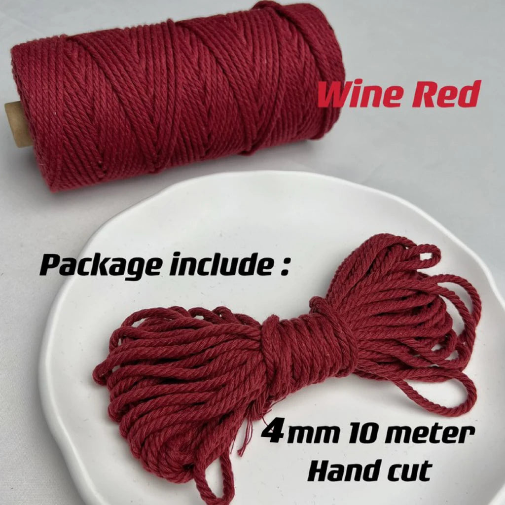 10m 4mm Braided Cotton Macrame Rope – Natural DIY Craft Cord