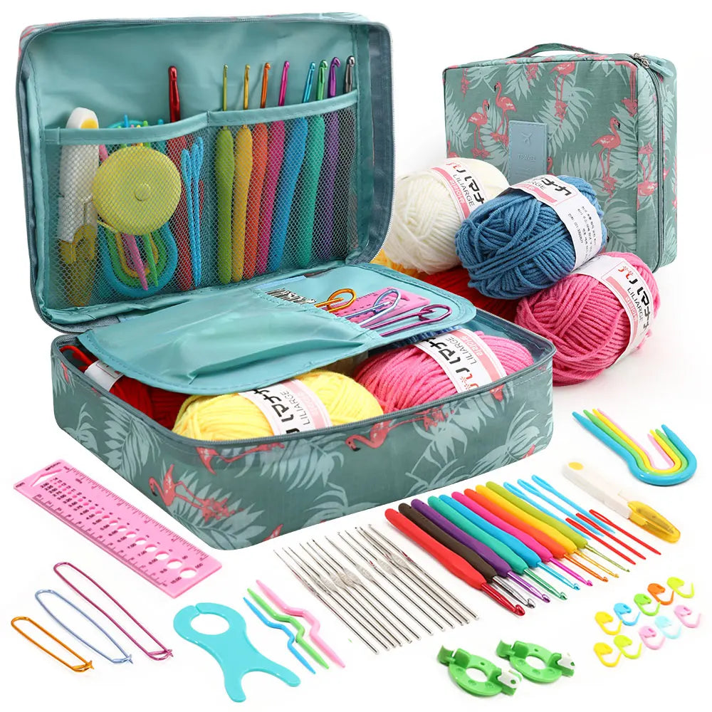 Gradient Cotton Yarn & 59pcs Crochet Hook Kit – DIY Beginner Knitting Set