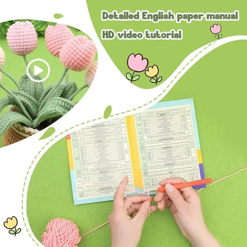 BUDDUR Beginner Crochet Kit of Flowers with Cotton Yarn and Instructions