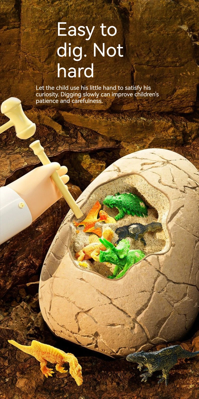 Dinosaur Egg Excavation Toy Fossil Dig Kit for Kids