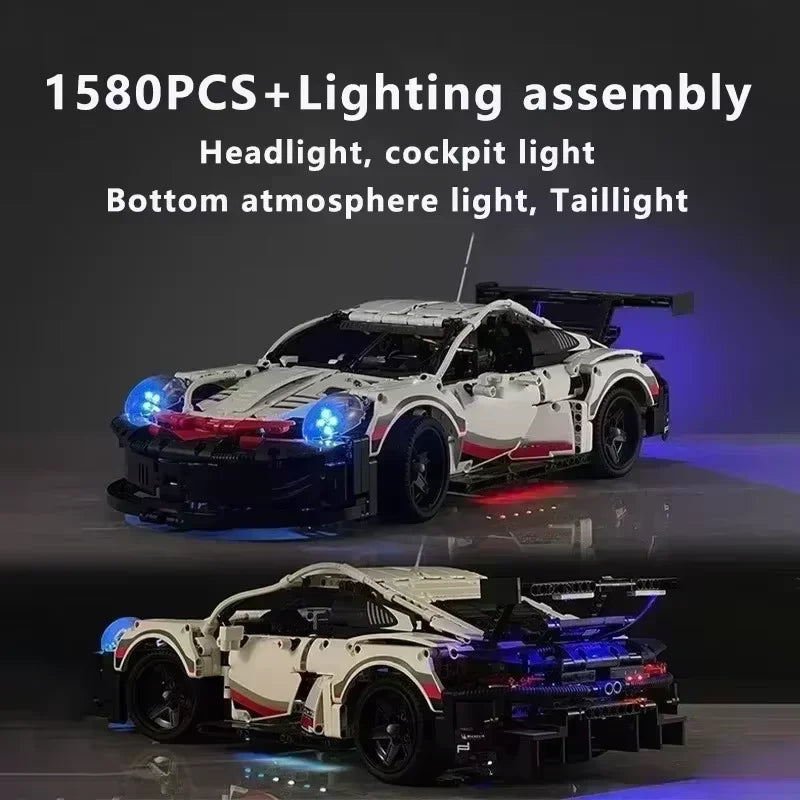 911RSR 1580Pcs RC Racing Car Building Kit with Lights