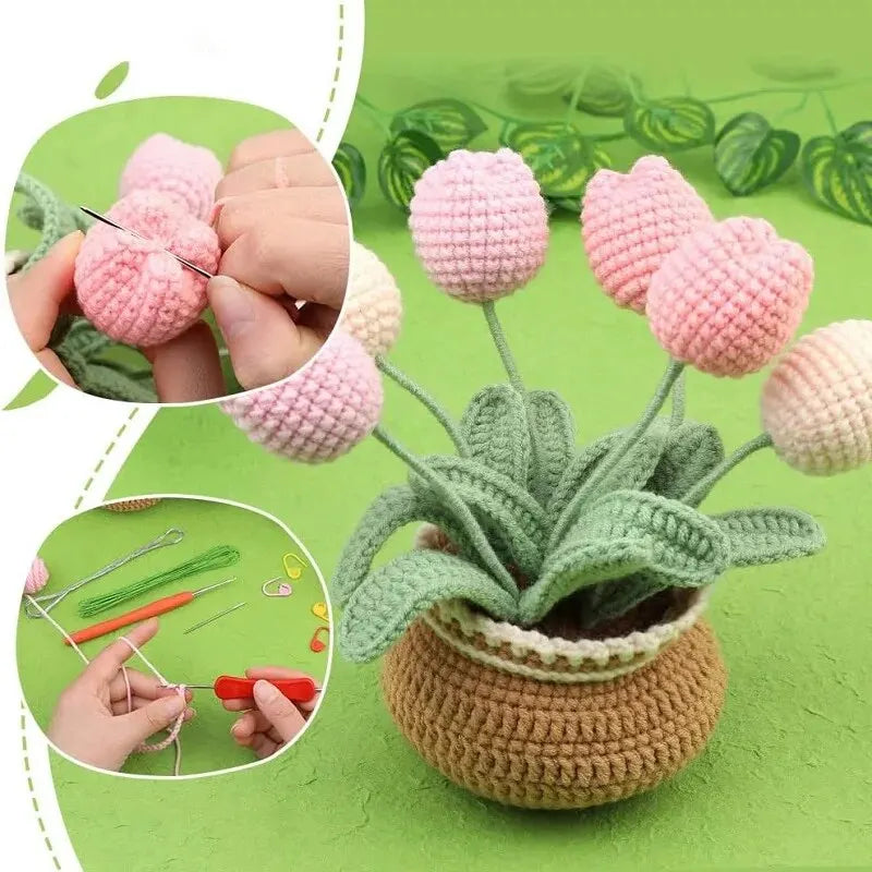 BUDDUR Beginner Crochet Kit of Flowers with Cotton Yarn and Instructions