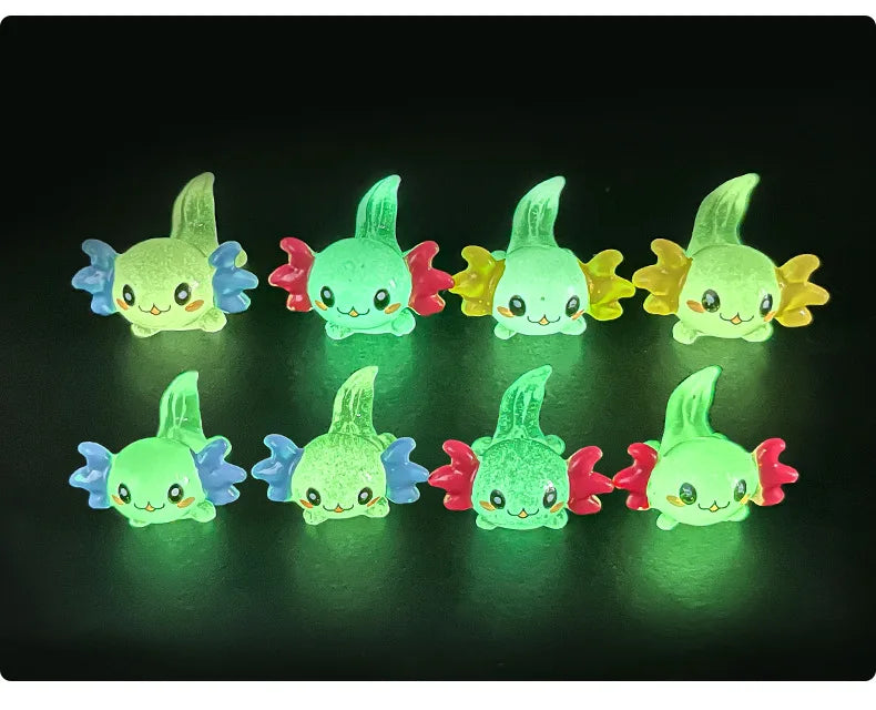 8-15PCS Glow-in-the-Dark Axolotl Miniatures for Microlandscape & Fish Tank Deco