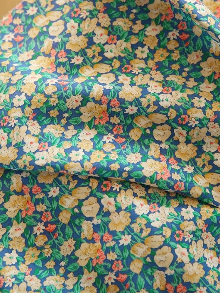 Blue White Porcelain Rose Cotton Poplin Fabric 140x50cm