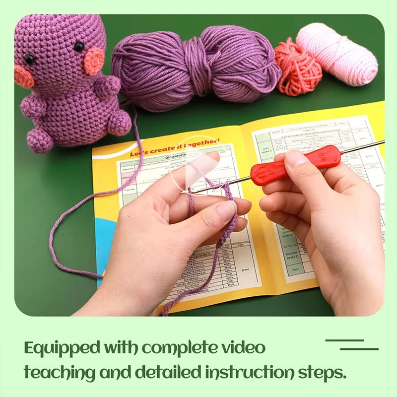 Fenrry DIY Crochet Kit – Dinosaur-Shaped Doll with Yarn & Tools