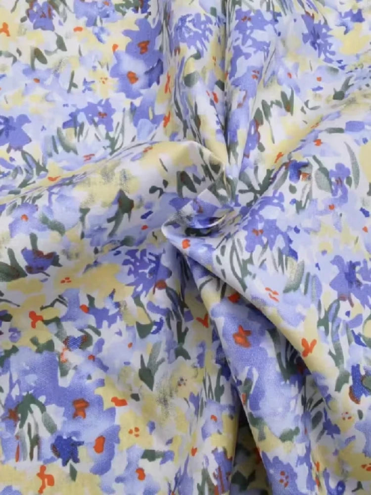 Blue White Porcelain Rose Cotton Poplin Fabric 140x50cm