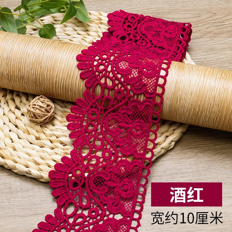 10cm Hollow Floral Embroidered Elastic Lace Trim