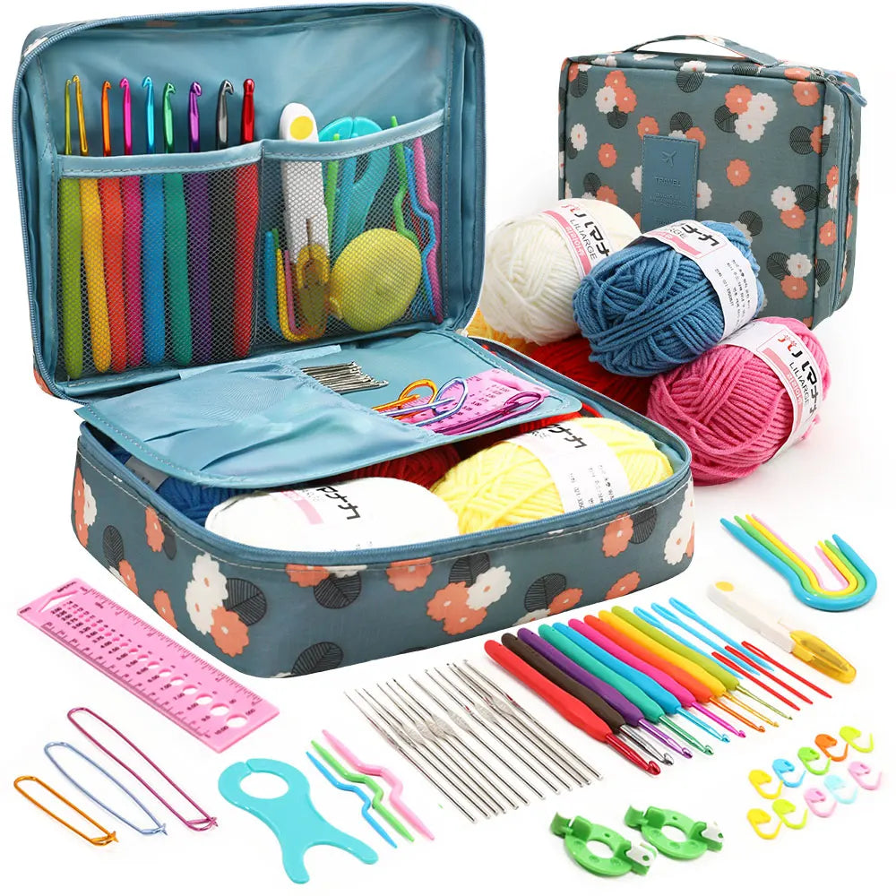 Gradient Cotton Yarn & 59pcs Crochet Hook Kit – DIY Beginner Knitting Set