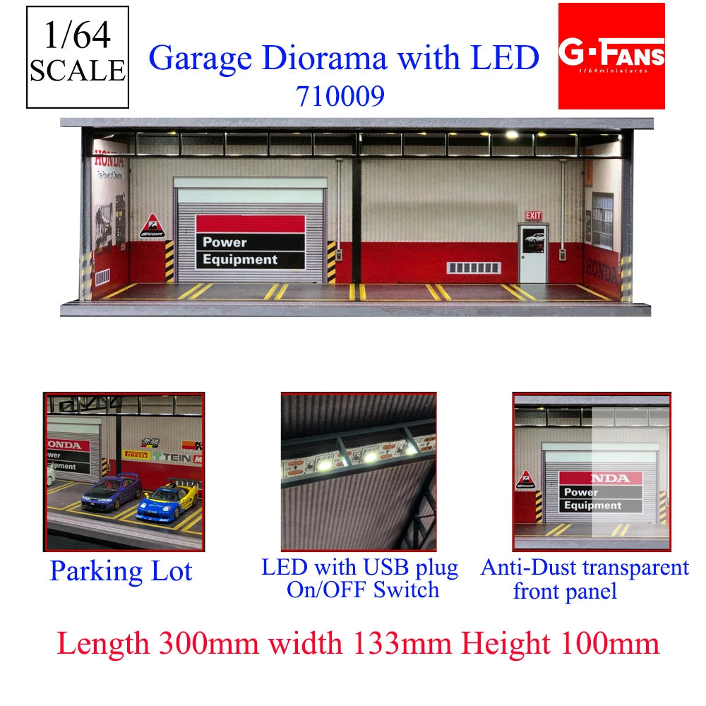 GFans 1:64 Scale Car Garage Diorama Model with LED Lights