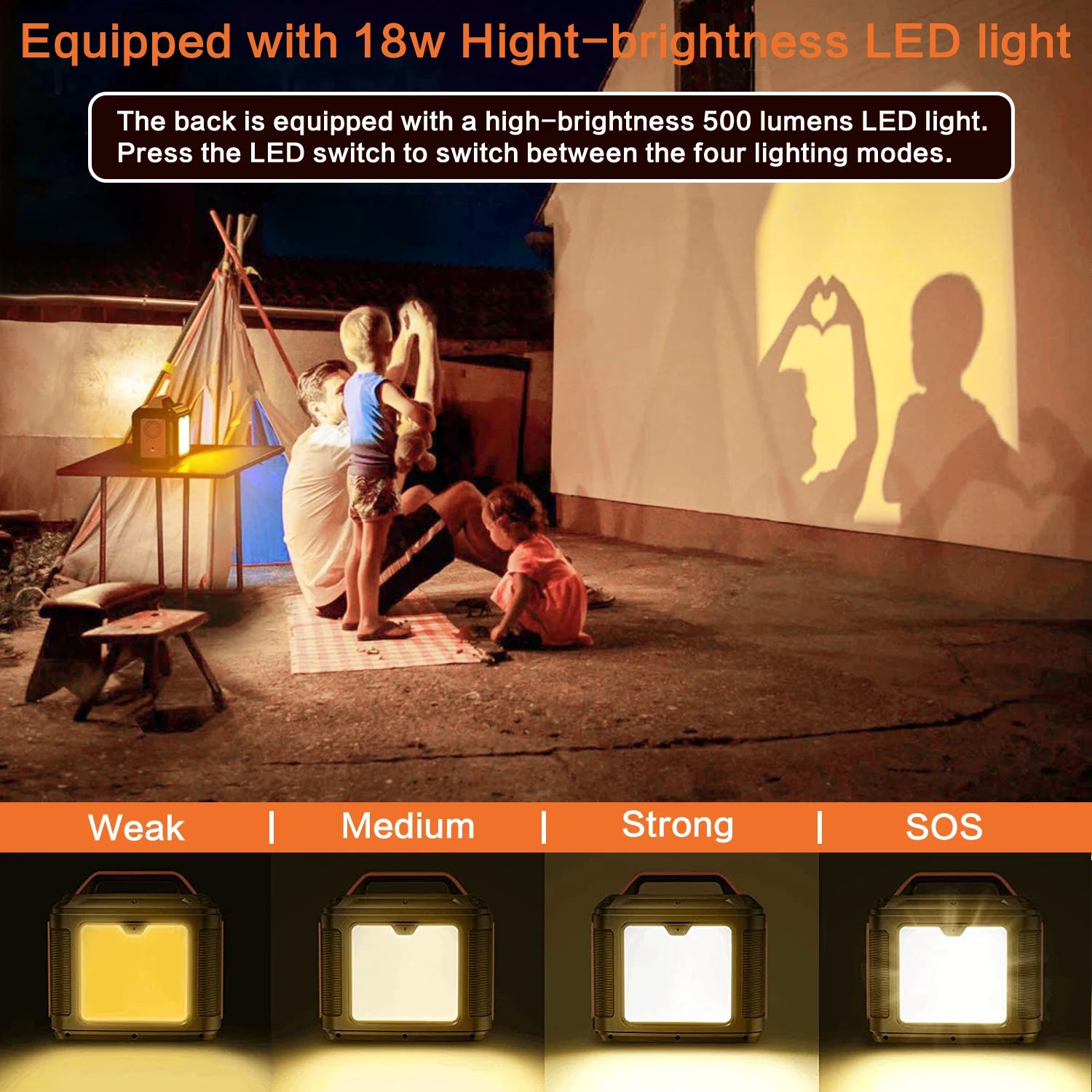 300W Portable Power Station Solar Generator with LED and AC/DC