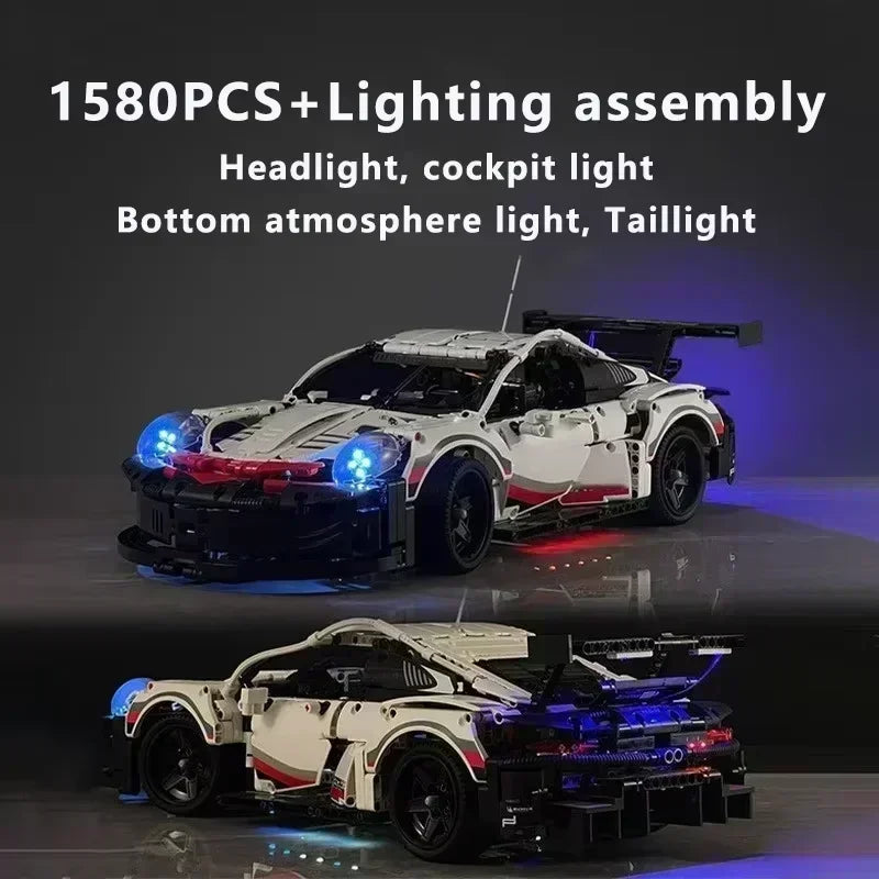 911RSR 1580Pcs RC Racing Car Building Kit with Lights