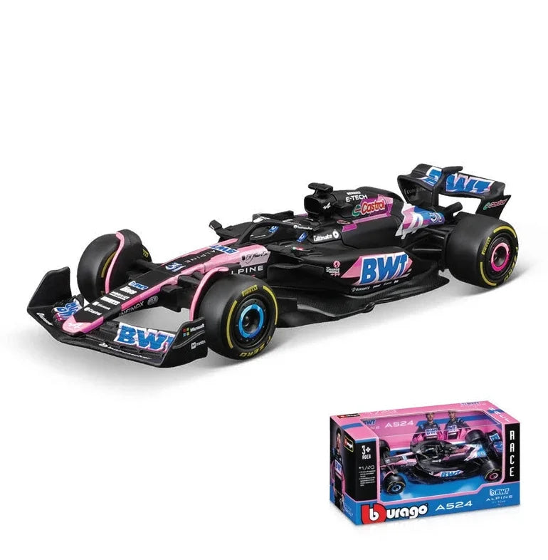 2024 Bburago 1:43 F1 Alpine A524 Diecast Model – Blue & Pink
