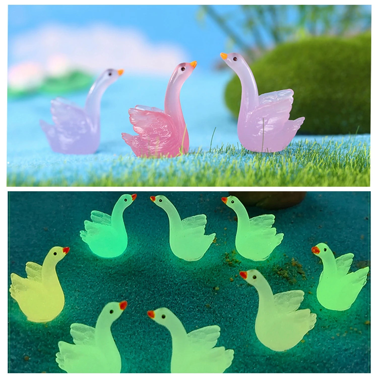 Mini Glow-in-the-Dark Animal and Mushroom Figurines for Fairy Garden