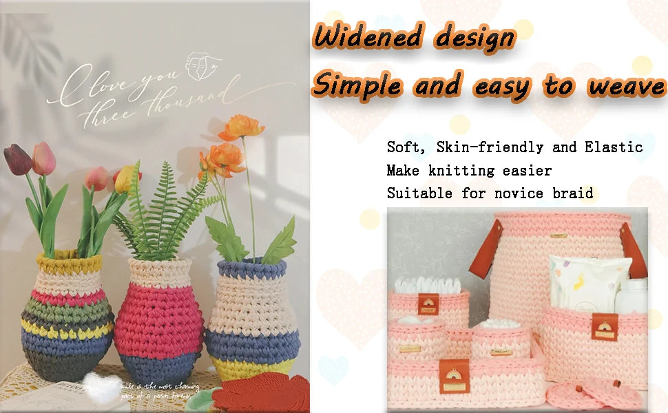 400g Thick T-Shirt Yarn – Elastic Fabric for DIY Crochet & Knitting