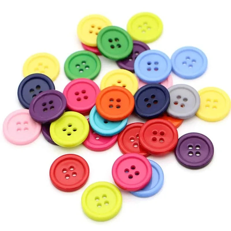100pcs Mixed Color Round Resin Buttons – DIY Sewing Accessories