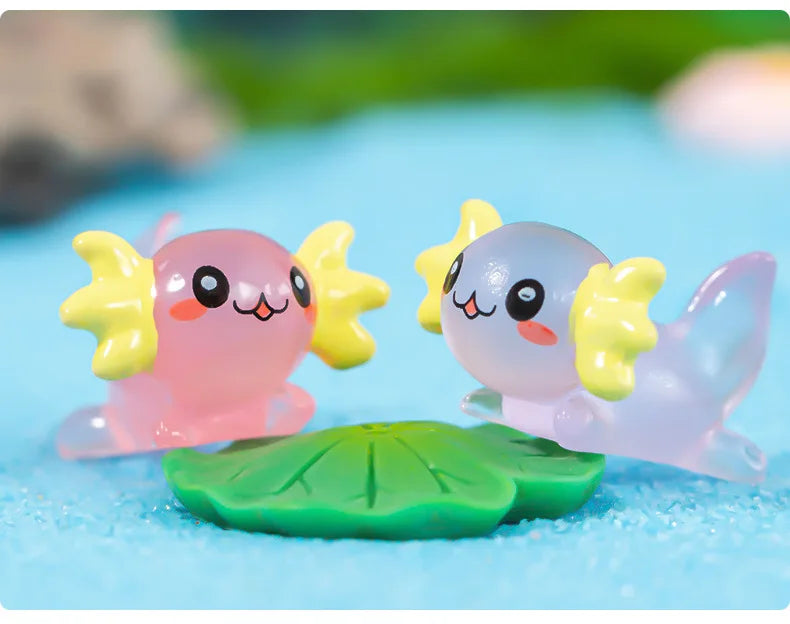 8-15PCS Glow-in-the-Dark Axolotl Miniatures for Microlandscape & Fish Tank Deco
