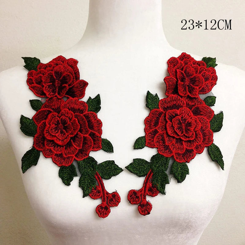 3D Flower Embroidery Applique Patch – 2Pcs Set