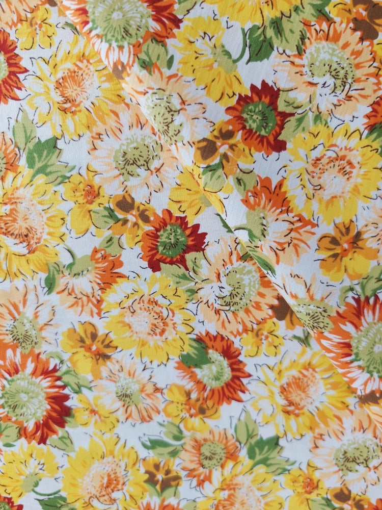 Blue White Porcelain Rose Cotton Poplin Fabric 140x50cm