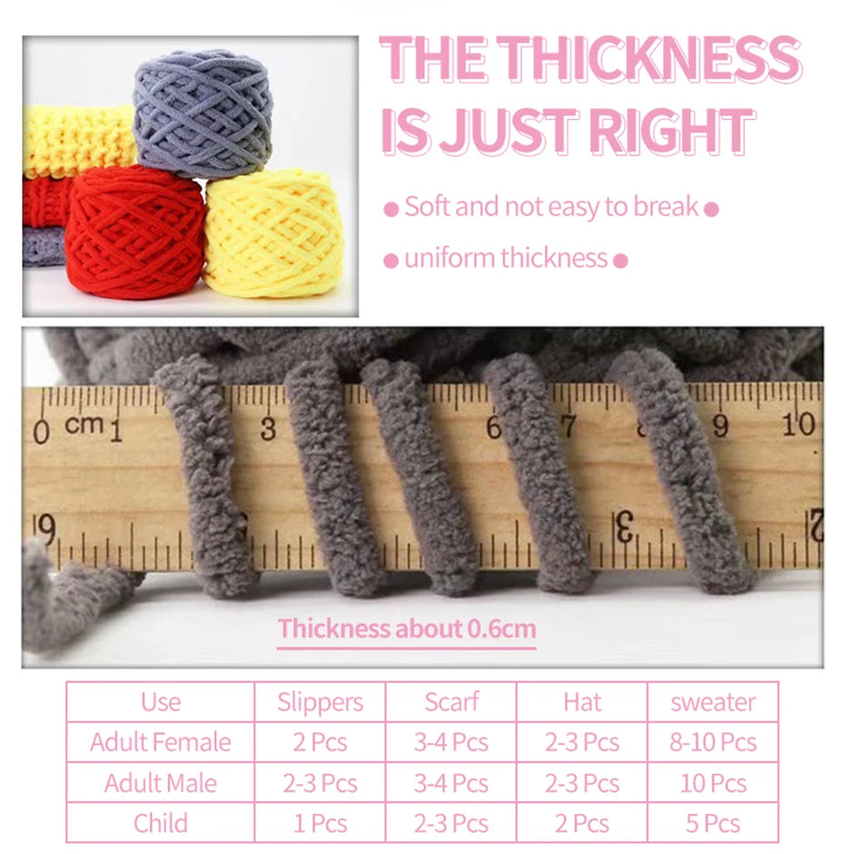 QJH Chunky Knitting Yarn – 100g Jumbo Polyester Craft Ball