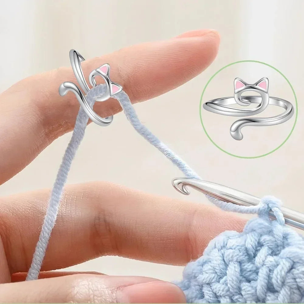 Adjustable Cat Crochet Tension Ring – Yarn Guide Tool