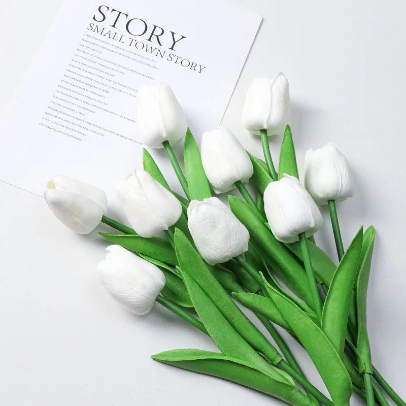 Silicone Artificial Tulip Bouquet – Realistic Floral Stems for Home & Wedding Decor