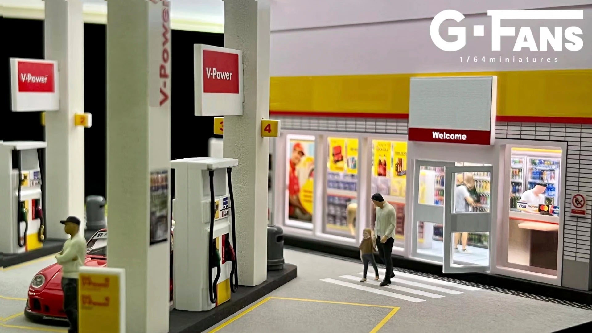 GFans 1:64 Scale Car Garage Diorama Model with LED Lights