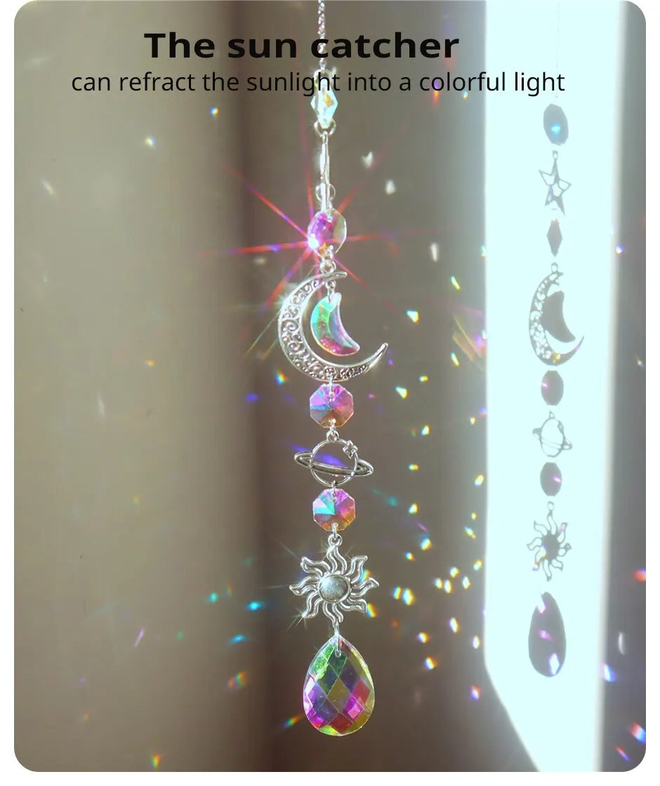 Galaxy Star Moon Crystal Wind Chime Pendant
