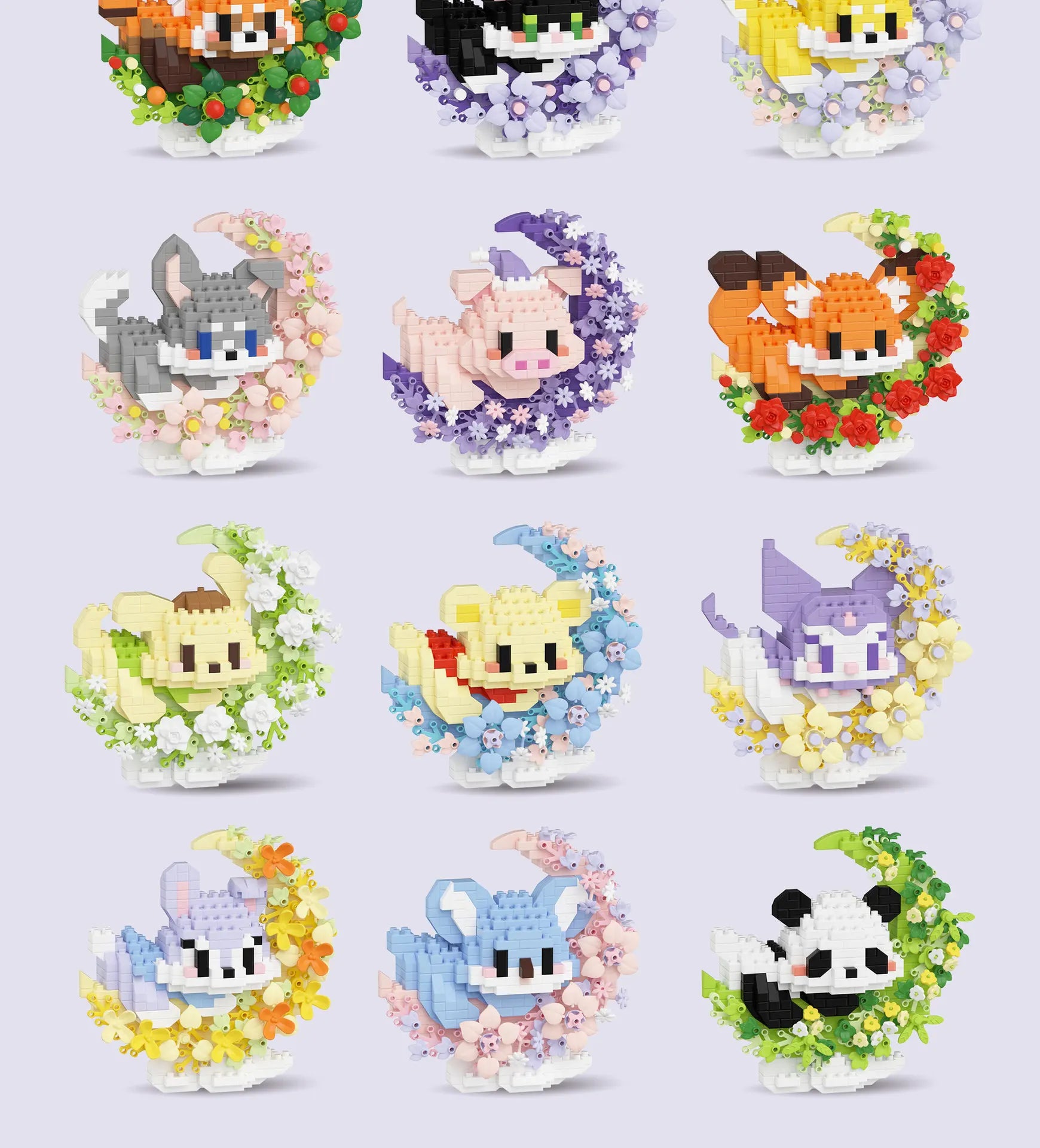 Mini Animal Building Block Models – Dog, Cat, Panda, Raccoon